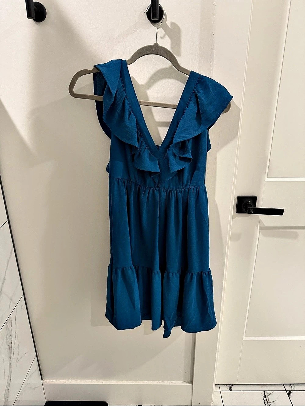 Blue Ruffle Mini Dress Size Medium Like New